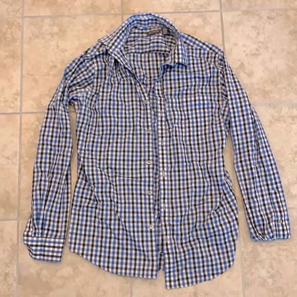 Van Heusen Men’s Size Small 14-14.5 Plaid Collared Button-Down Dress Shirt - Picture 2 of 7